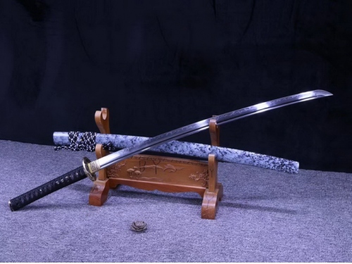 1095钢覆土烧刃树叶纹武士刀